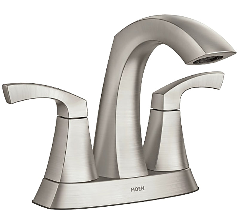 MOEN Moen Lindor Series 84506SRN Centerset Bathroom Faucet, 1.2 gpm, 2-Handle, 3-Faucet Hole, Metal, Brushed Nickel