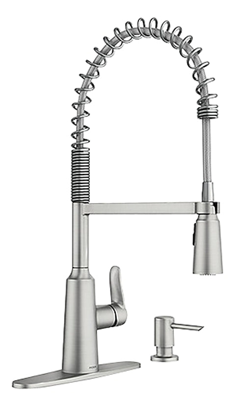 MOEN Moen Edwyn Series 87807SRS Pull-Down Kitchen Faucet, 1.5 gpm, 1-Handle, 1-Faucet Hole, Metal, Lever Handle PLUMBING, HEATING & VENTILATION MOEN