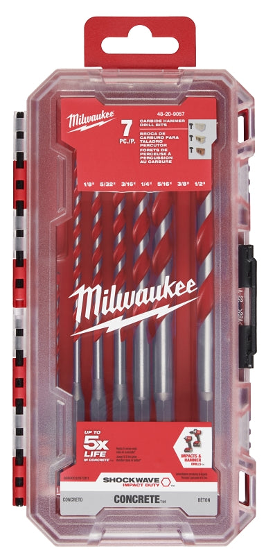 MILWAUKEE Milwaukee SHOCKWAVE 48-20-9057 Hammer Drill Bit Set, Large, 7-Piece