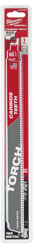 MILWAUKEE Milwaukee The Torch SAWZALL 48-00-5203 Reciprocating Saw Blade, 1 in W, 12 in L, 8 TPI, Carbide Cutting Edge TOOLS MILWAUKEE