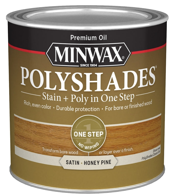 MINWAX Minwax 213104444 Waterbased Polyurethane Stain, Satin, Liquid, Honey Pine, 0.5 pt, Can PAINT MINWAX