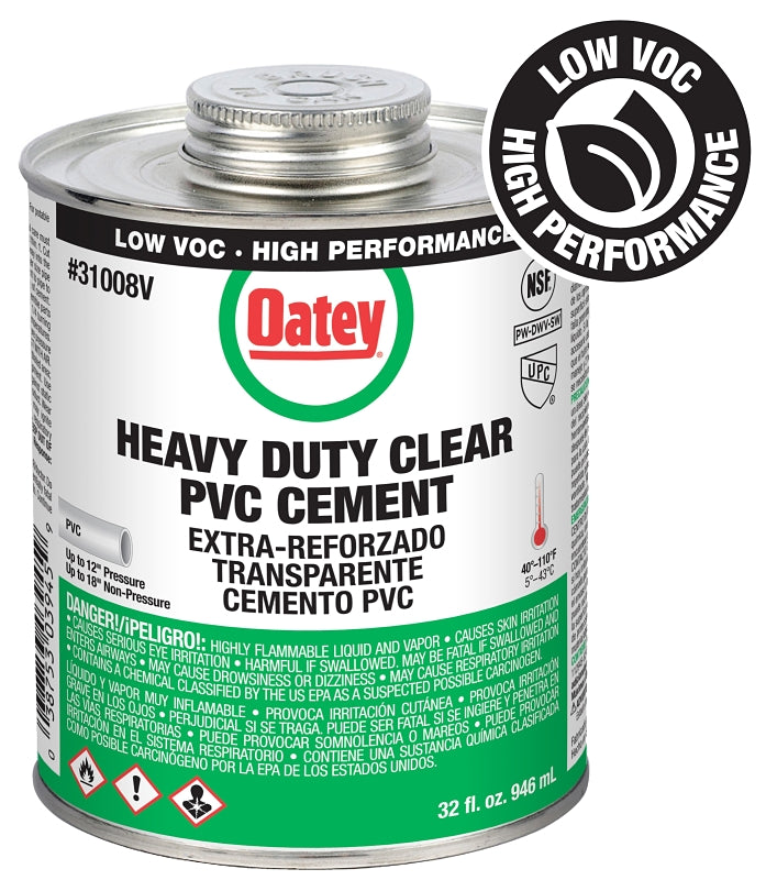 OATEY Oatey 310083V Heavy-Duty Medium Set Cement, 32 oz Can, Liquid, Clear