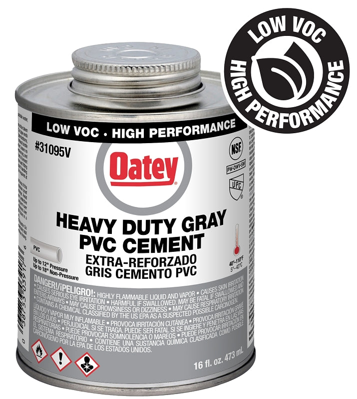 OATEY Oatey 31095LV Heavy-Duty Medium Set Cement, 16 oz Can, Liquid, Gray