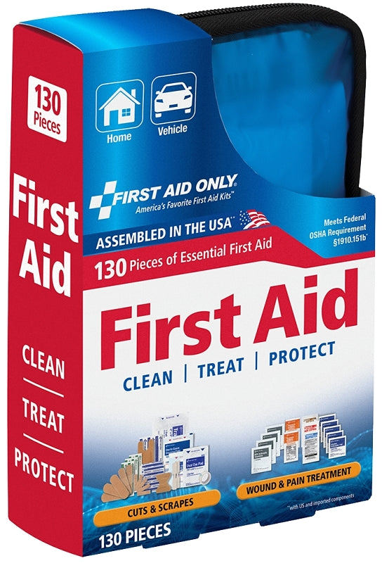 FIRST AID ONLY First Aid Only FAO-428 First Aid Kit, 130-Piece, Multi-Color, Includes: (10) 1 x 3 in Adhesive Plastic Bandages