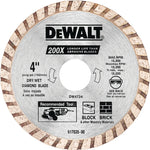 DEWALT DEWALT DW4724 Series Circular Blade, Turbo Blade, 4 in Dia, 7/8 in Arbor, Diamond Cutting Edge TOOLS DEWALT