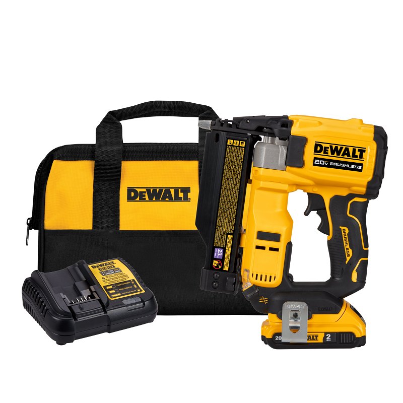 DEWALT DEWALT Atomic Compact DCN623D1 Nailer Kit, Battery Included, 20 V, 2 Ah, Adhesive Collation, 23 ga Nail TOOLS DEWALT