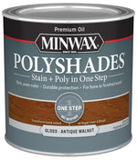 MINWAX Minwax PolyShades 214404444 Wood Stain and Polyurethane, Antique Walnut, Liquid, 0.5 pt, Can PAINT MINWAX