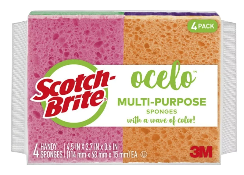 SCOTCH-BRITE Scotch-Brite 7100266373 Multi-Purpose Cleaning Sponge, 4.7 in L, 3 in W, 0.6 in Thick, Cellulose