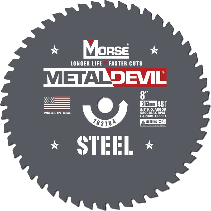 MORSE Morse Metal Devil 102704 Circular Saw Blade, 8 in Dia, 5/8 in Arbor, 48-Teeth, Applicable Materials: Iron, Steel TOOLS MORSE