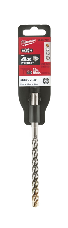 MILWAUKEE Milwaukee MX4 48-20-7351 Rotary Hammer Drill Bit, 3/8 in Dia, 6 in OAL, 4-Cutter, 13/32 in Dia Shank TOOLS MILWAUKEE