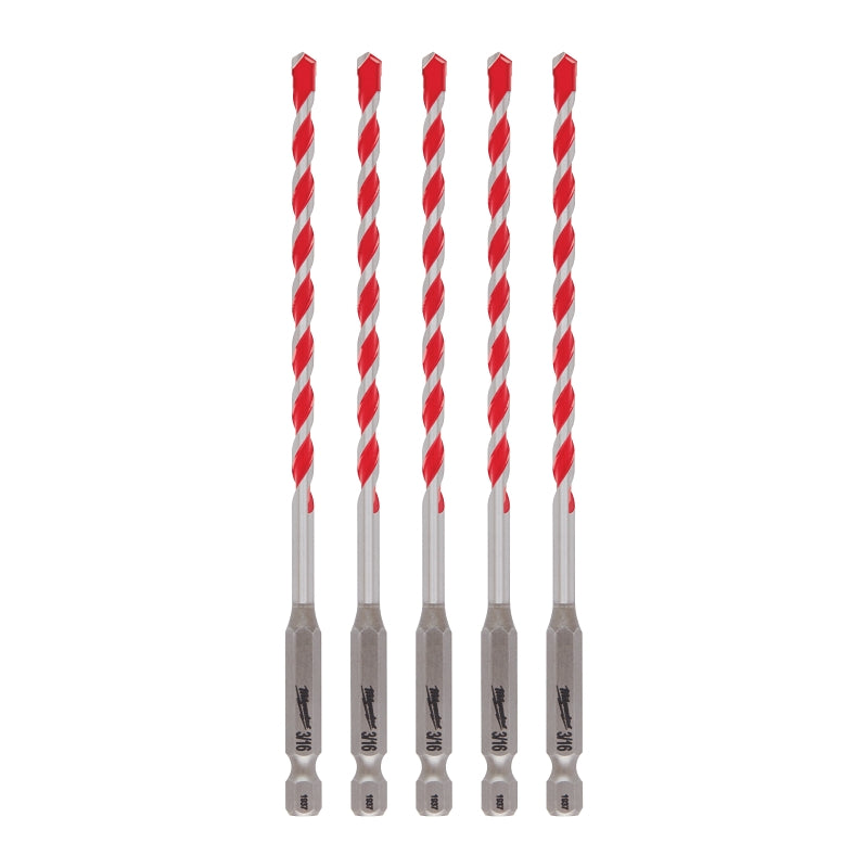 MILWAUKEE Milwaukee SHOCKWAVE 48-20-9157 Drill Bit, 3/16 in Dia, 6 in OAL, Precision Ground, Wide Flute, 1/4 in Dia Shank TOOLS MILWAUKEE