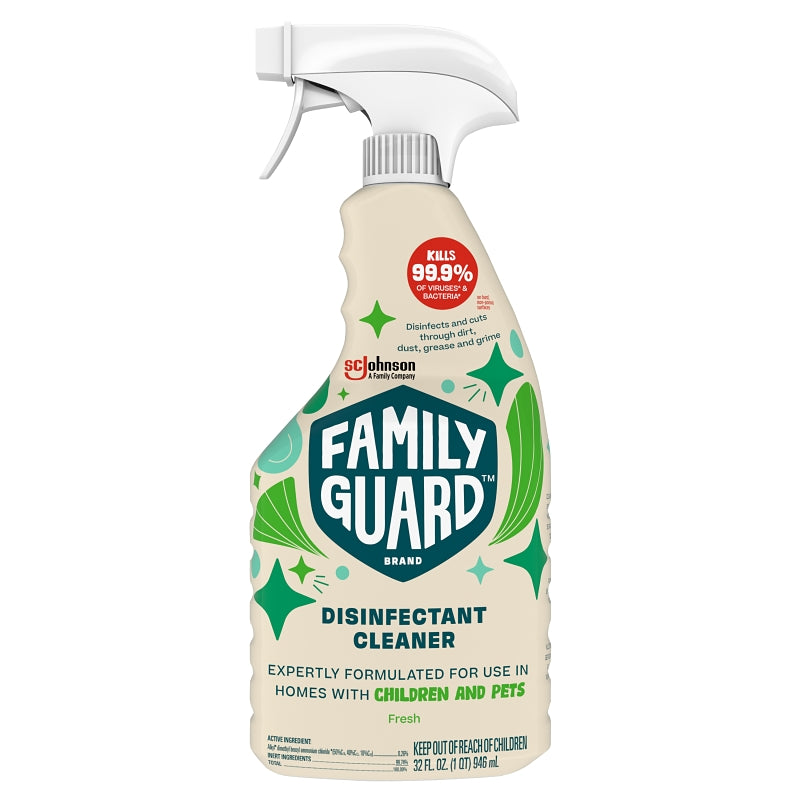SC JOHNSON FamilyGuard 858 Disinfectant Cleaner, 32 oz Non-Aerosol Trigger Spray, Fresh CLEANING & JANITORIAL SUPPLIES SC JOHNSON