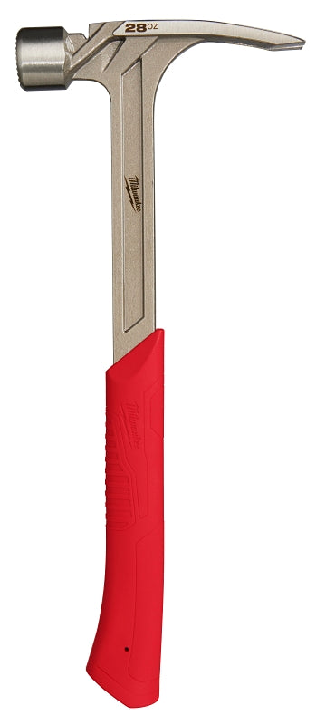 MILWAUKEE Milwaukee 48-22-9029 Framing Hammer, 28 oz Head, Anti-Ring Claw, Milled Head, Steel Head, 16.2 in OAL TOOLS MILWAUKEE