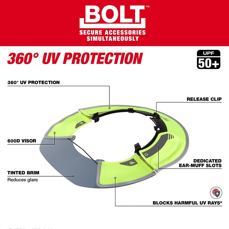 MILWAUKEE Milwaukee BOLT 48-73-1073 Sun Visor, Polyester/Polycarbonate