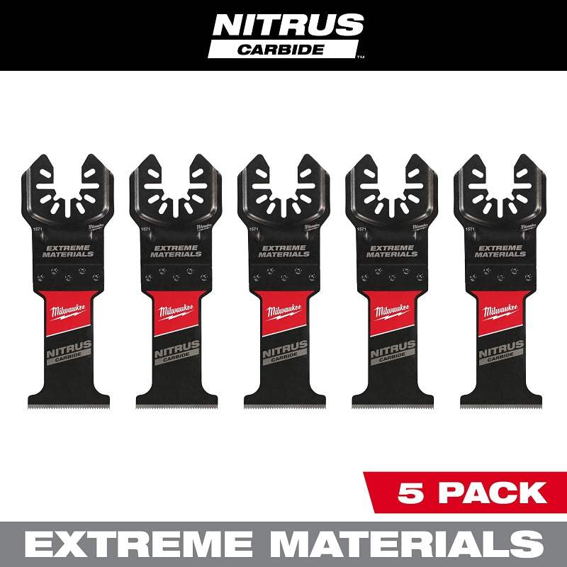 MILWAUKEE Milwaukee NITRUS CARBIDE Series 49-25-1575 Oscillating Multi-Tool Blade, 1-3/8 in D Cutting, Carbide, 5/PK