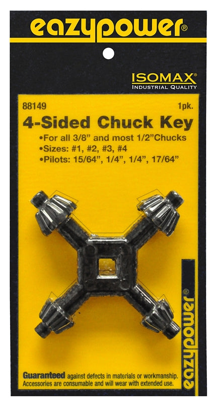 EAZYPOWER Eazypower 88149 4-Way Chuck Key, #1, #2, #3, #4 Chuck Key, 1/4, 15/64, 17/64 in Pilot