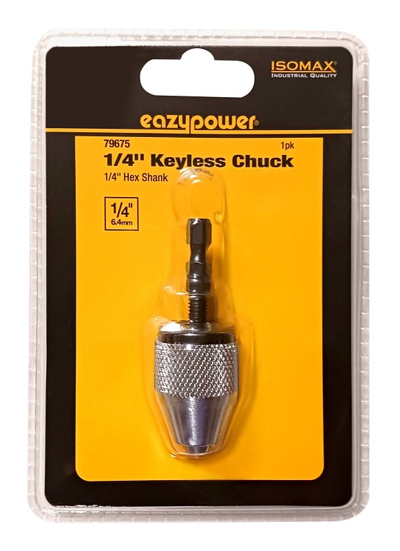 EAZYPOWER Eazypower 79675 Drill Chuck, 1/4 in Chuck, Steel, Keyless TOOLS EAZYPOWER