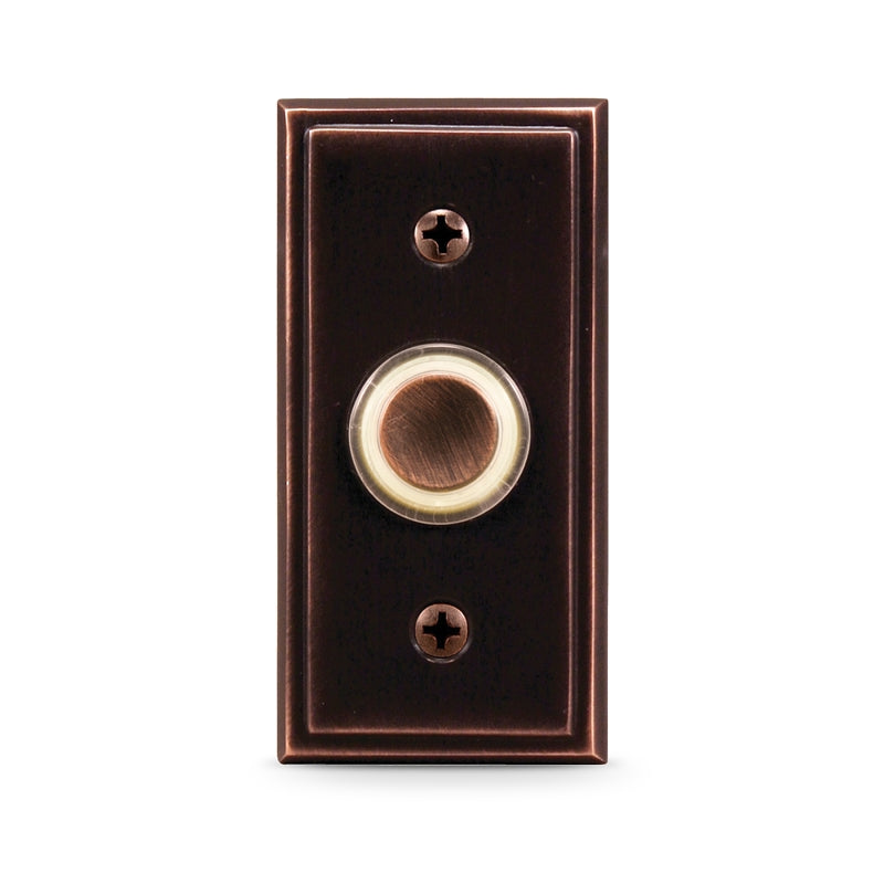 HEATH ZENITH Heath Zenith SL-716 Doorbell Pushbutton, Wired, Metal, Oil-Rubbed Bronze