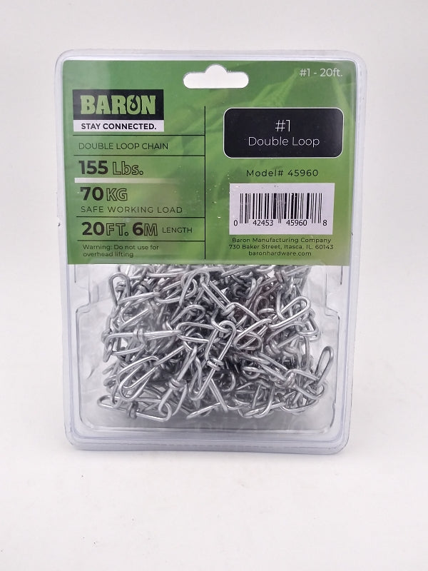BARON MFG Baron 45960 Double Chain Loop, #1, 20 ft L HARDWARE & FARM SUPPLIES BARON MFG