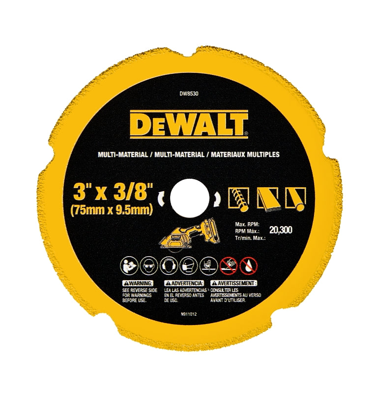 DEWALT DEWALT DW8530 Diamond Blade, 3 in Dia, 3/8 in Arbor TOOLS DEWALT