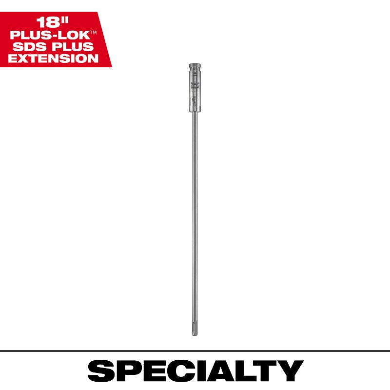 MILWAUKEE Milwaukee PLUS-LOK 48-20-6945 Drill Bit Extension, 7/8 in Drive, 29/64 in Shank, SDS Plus Shank, 18 in L, Steel