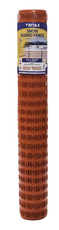 TENAX Tenax Snow Guard 82119104 Snow Fence, 100 ft L, 4 ft W, 1-3/4 x 1-3/4 in Mesh, HDPE, Orange
