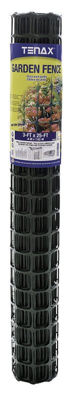 TENAX Tenax 2A140091 Garden Fence, 25 ft L, 3 ft H, 2 x 2 in Mesh, Polypropylene, Green