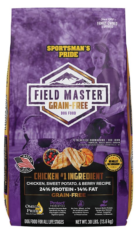 SPORTSMAN'S PRIDE Sportsman's Pride Field Master 10167 Dog Food, Small, Medium, Large Breed, Dry, Berry, Chicken, Sweet Potato, 30 lb
