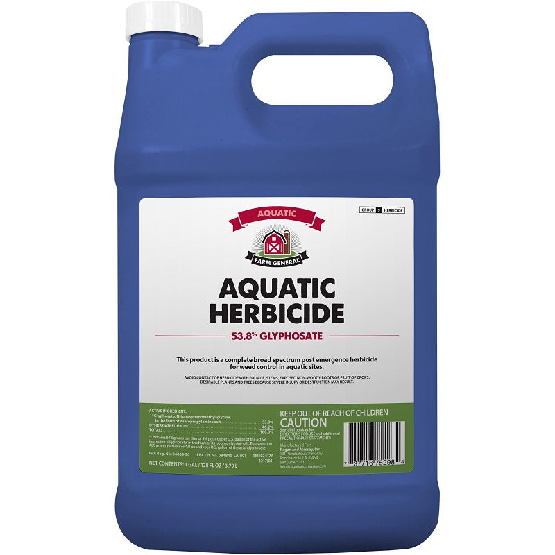 RAGAN AND MASSEY Farm General 75298 Aquatic Herbicide, Liquid, Spray Application, 1 gal, Bottle LAWN & GARDEN RAGAN AND MASSEY