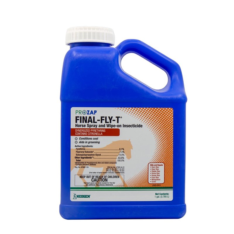 PROZAP Prozap Final-Fly-T 1597010 Equine Insecticide, Liquid, Clear/Light Yellow, Strong, 1 gal