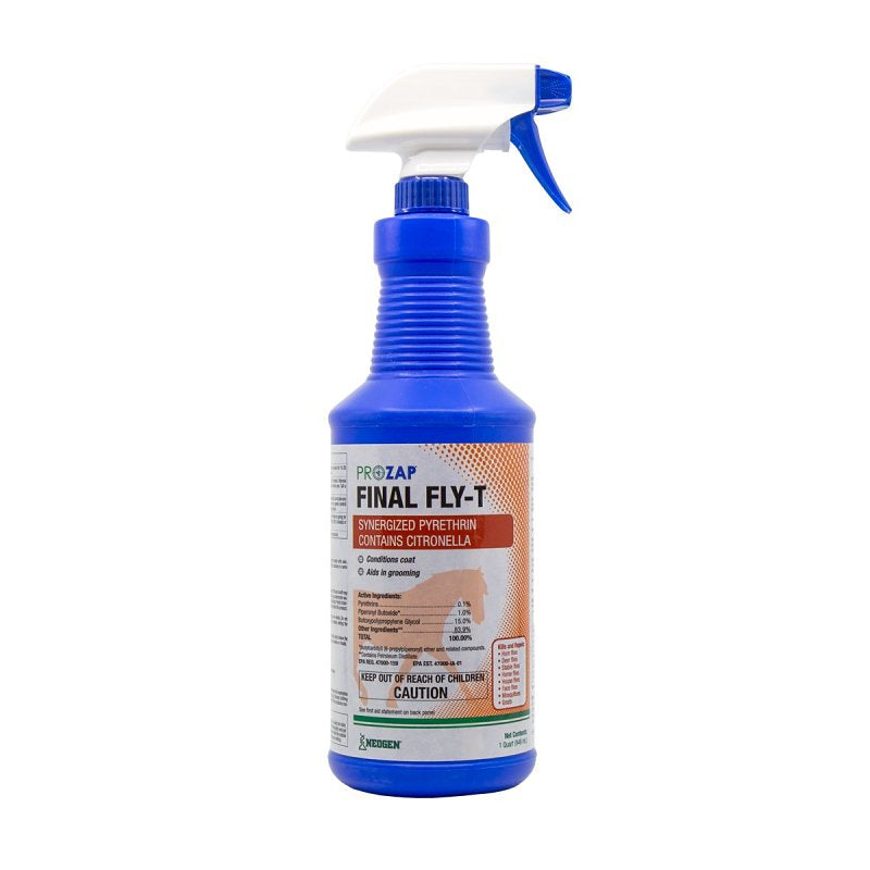 PROZAP Prozap Final-Fly-T 1597510 Fly-Die Equine Spray, Liquid, Clear/Light Yellow, Characteristic, Strong, 1 qt HARDWARE & FARM SUPPLIES PROZAP