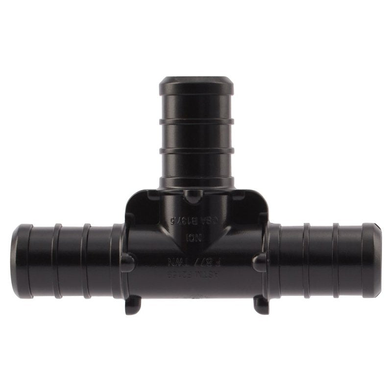 SHARKBITE SharkBite UP362A5 Pipe Tee, 1/2 in, Barb, PEX-B, Polymer, Black, 200 psi Pressure