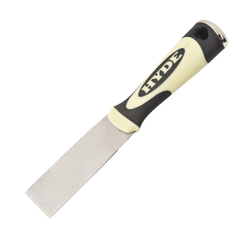 HYDE Hyde 06151 Stiff Pro Project Scraper, 3-1/2 in L Blade, 1-1/2 in W Blade, Carbon Steel Blade, Black/Cream Handle PAINT HYDE
