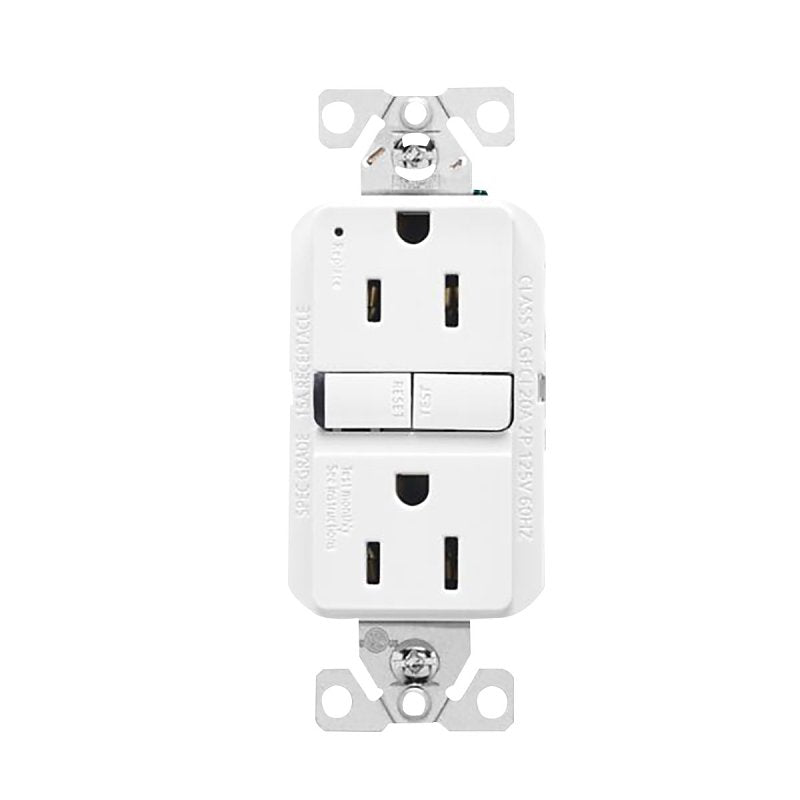COOPER WIRING Eaton GF15W-3-L Self-Test GFCI Receptacle, 125 V, 15 A, NEMA: NEMA 5-15R, Back, Side Wiring, White ELECTRICAL COOPER WIRING