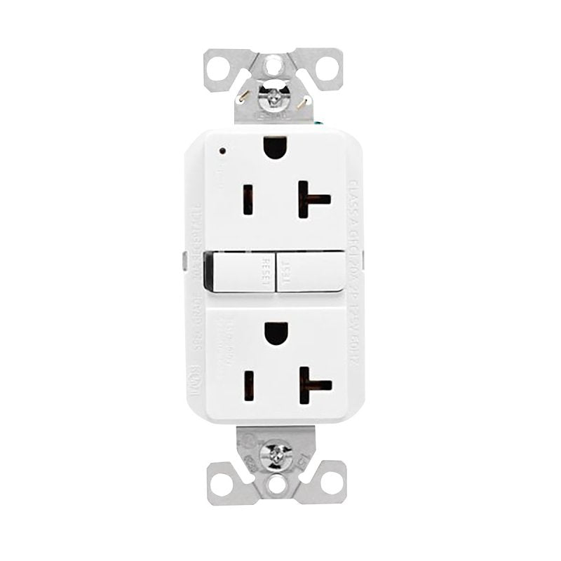 COOPER WIRING Eaton GF20W GFCI Receptacle, 125 V, 20 A, NEMA: NEMA 5-20R, Back, Side Wiring, White