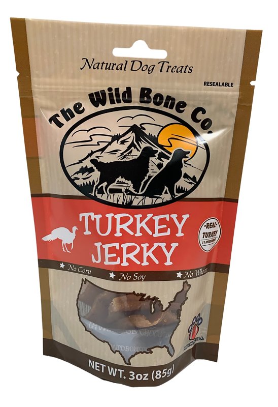 THE WILD BONE CO The Wild Bone Co 1920 Dog Treat, All, Jerky, Turkey, 3 oz