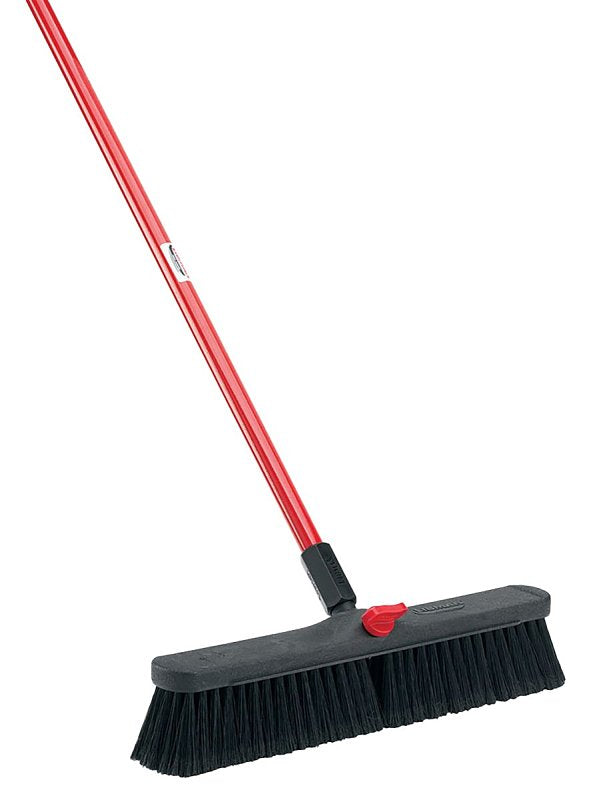 THE LIBMAN COMPANY Libman 800 Smooth Surface Push Broom, 19-1/2 in Sweep Face, 3 in L Trim, Recycled PET Bristle, 64 in L, Bolt, Black/Red