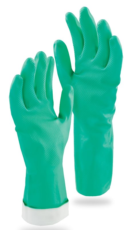 THE LIBMAN COMPANY Libman 1318 Heavy-Duty Reusable Gloves, M, 13 in L, Nitrile, Green
