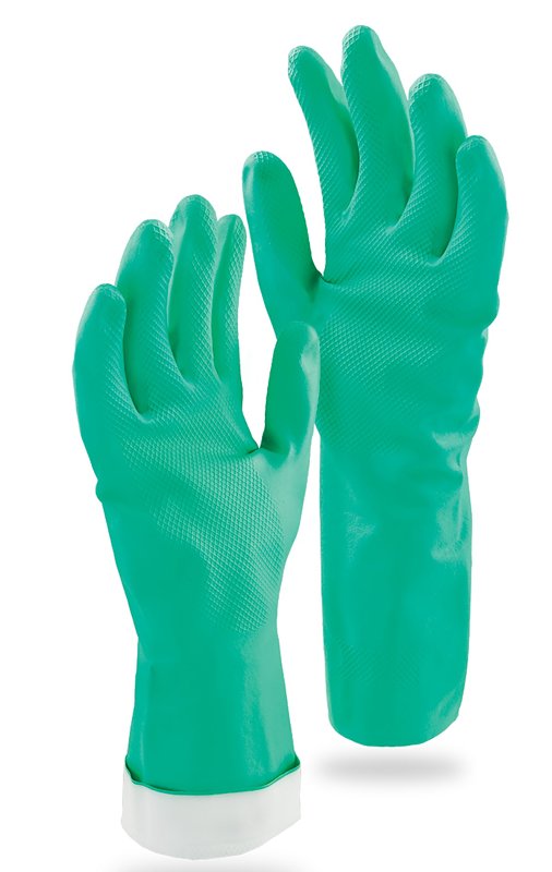 THE LIBMAN COMPANY Libman 1319 Heavy-Duty Reusable Gloves, L, 13 in L, Nitrile, Green