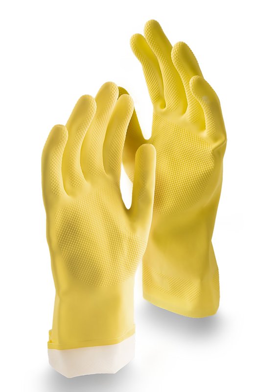 THE LIBMAN COMPANY Libman 1322 All Purpose Reusable Gloves, L, 12 in L, Latex, Yellow