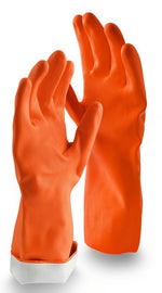 THE LIBMAN COMPANY Libman 1324 Premium Reusable Gloves, M, 13 in L, Latex, Orange