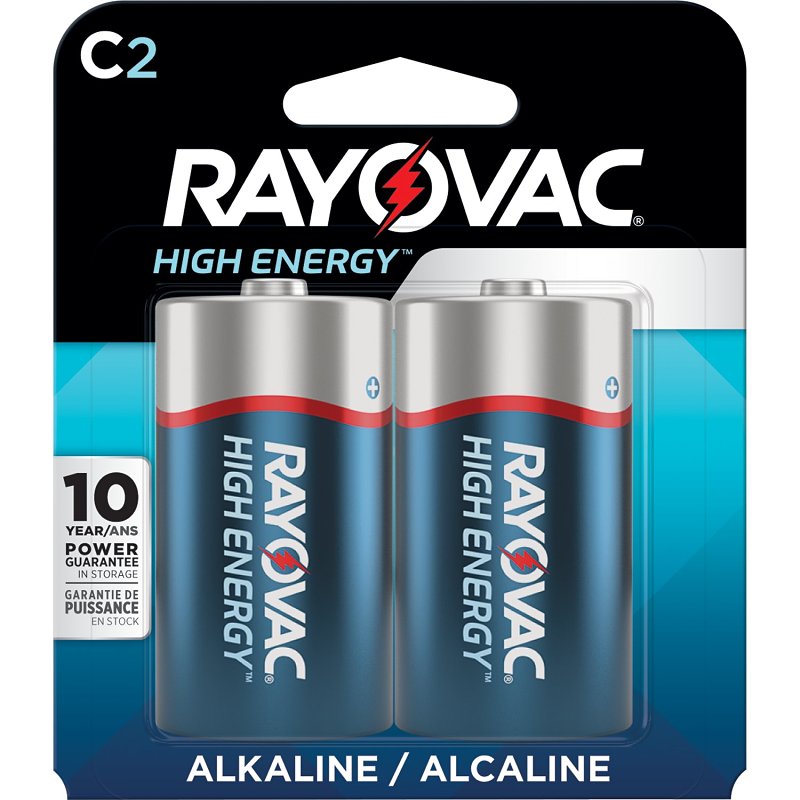 RAYOVAC Rayovac HIGH ENERGY 814-2K Household Battery, C Battery, Alkaline ELECTRICAL RAYOVAC