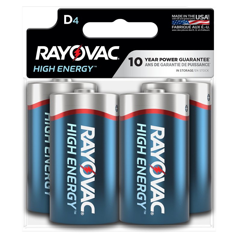 RAYOVAC Rayovac 813-4TK Battery, 1.5 V Battery, D Battery, Alkaline ELECTRICAL RAYOVAC