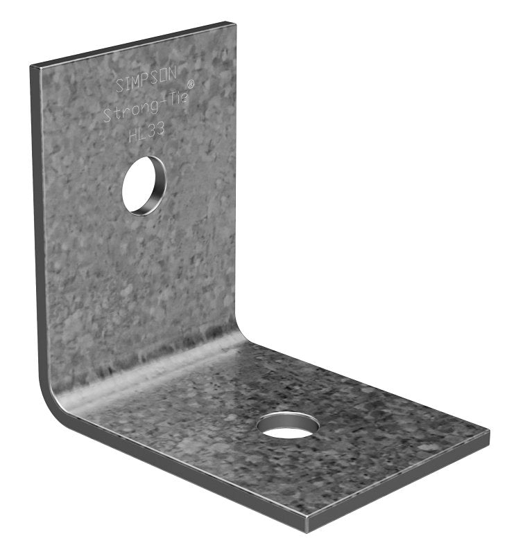 SIMPSON STRONG-TIE Simpson Strong-Tie HL HL33-R Heavy Angle, 3-1/4 in W, 1-1/4 in D, 2-1/2 in H, Steel, Silver, Galvanized/Zinc