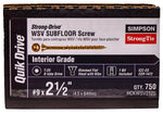 SIMPSON STRONG-TIE Simpson Strong-Tie Strong-Drive HCKWSV212S Collated Screw, #9 Thread, 2-1/2 in L, Rimmed Flat Head, Zinc Plated HARDWARE & FARM SUPPLIES SIMPSON STRONG-TIE