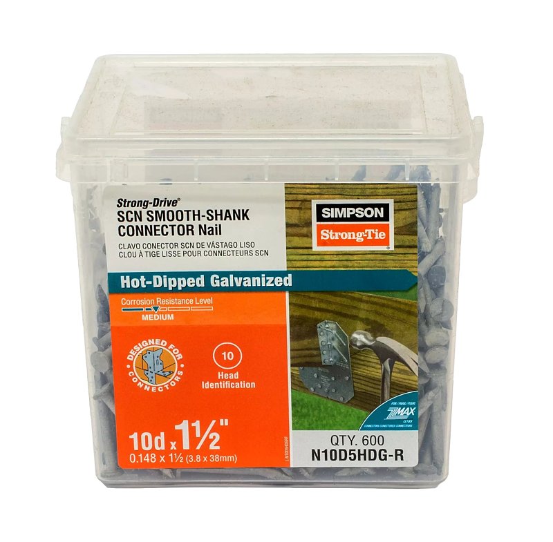 SIMPSON STRONG-TIE Simpson Strong-Tie SCN Series N10D5HDG-R Connector Nail, 5 lb Package, 4D Penny, 1-1/2 in L, Full Round Head, 9 ga