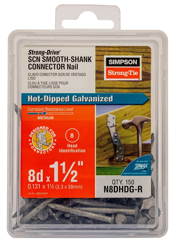 SIMPSON STRONG-TIE Simpson Strong-Tie SCN Series N8DHDG-R Connector Nail, 150 lb Package, 4D Penny, 1-1/2 in L, Full Round Head, 10 ga HARDWARE & FARM SUPPLIES SIMPSON STRONG-TIE