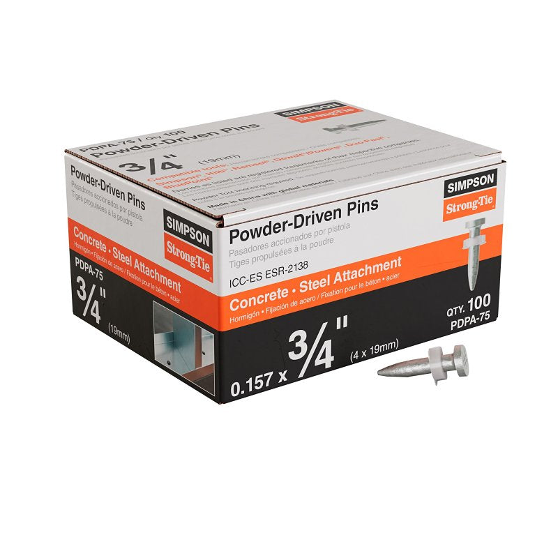 SIMPSON STRONG-TIE Simpson Strong-Tie PDPA PDPA-75 Drive Pin, 0.157 in Dia Shank, 3/4 in L, Steel, Galvanized