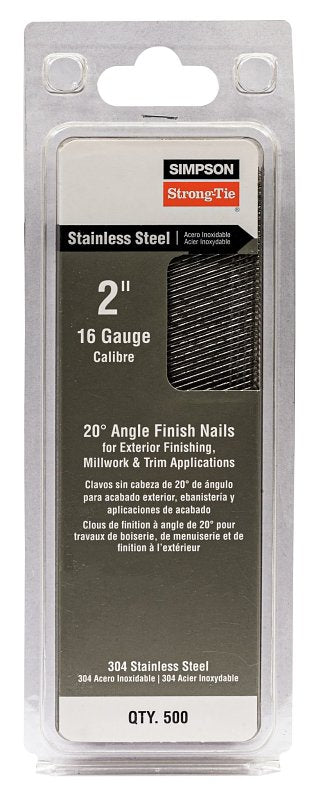 SIMPSON STRONG-TIE Simpson Strong-Tie S16N200PFB Finishing Nail, 6d, 2 in L, 16 ga Gauge, Stainless Steel, T-Style Head