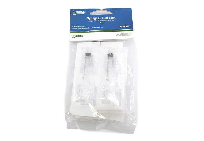 NEOGEN Neogen 9263 Luer Lock Syringe, Disposable, 3 cc, Polypropylene, Clear, 6/PK HARDWARE & FARM SUPPLIES NEOGEN